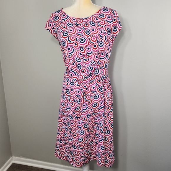 Summer Dress Plus Size 1X Stretchy Lands End with Side Ruching Beachy Summer - Picture 1 of 10